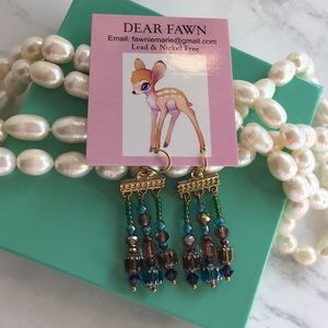 New Egyptian revival 14K gold plate beaded earring
